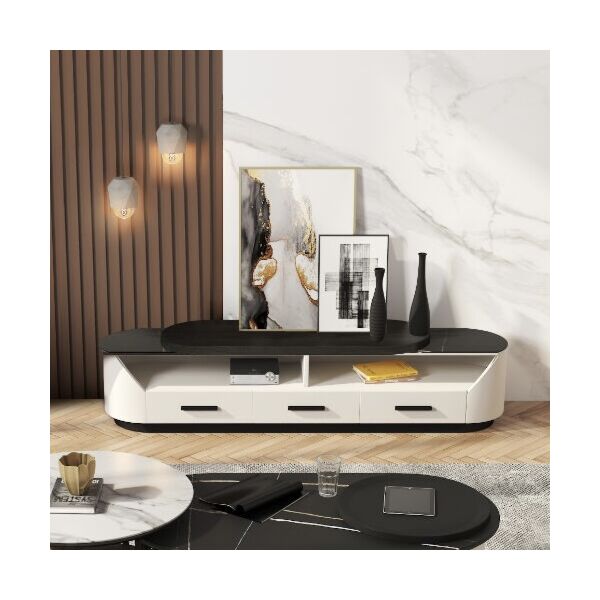 طاولة تلفاز مودرن أودريه - لون أبيض وأسود