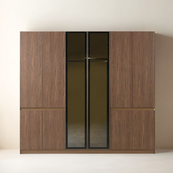 خزانة ملابس 6 أبواب ريغان - بني واسود