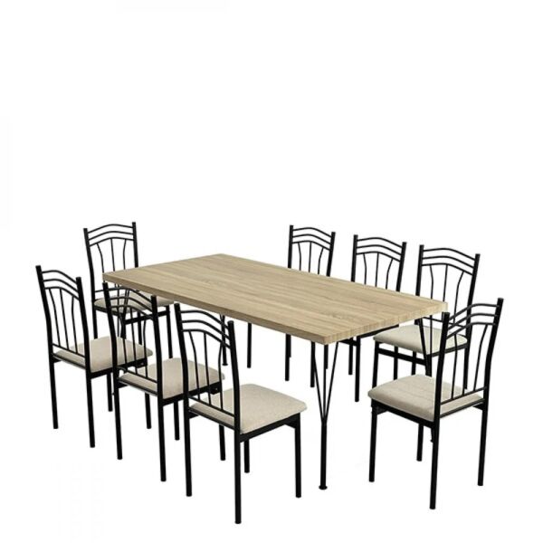 طقم طاولة طعام مع كراسي انديرا - 8 اشخاص