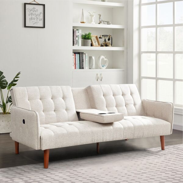 كنبة سرير مع 2 حامل أكواب وشاحن يو إس بي من دابلن