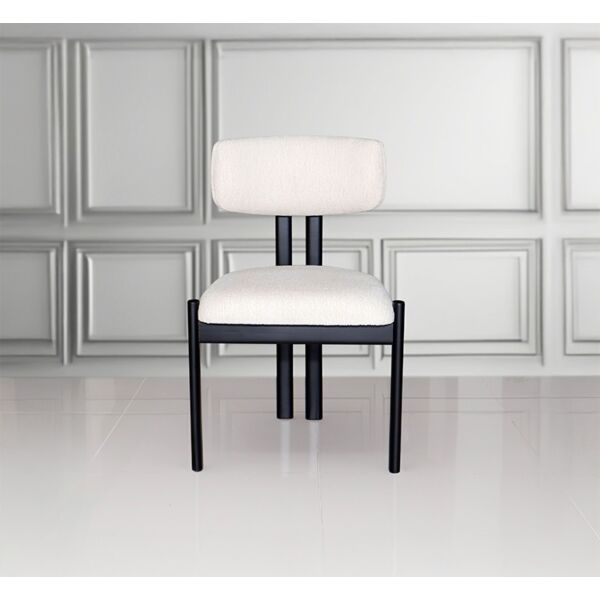 كرسي طعام بيلا - أبيض عاجي واسود