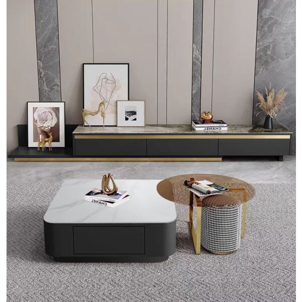 طاولة قهوة كوادرادو قطعتين - أسود ومتعدد الألوان