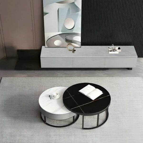 طاولة تلفزيون ميرا - رمادي واسود