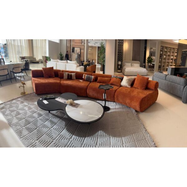 كنبة 4 مقاعد مع 4 وسائد كيرفا - برتقالي