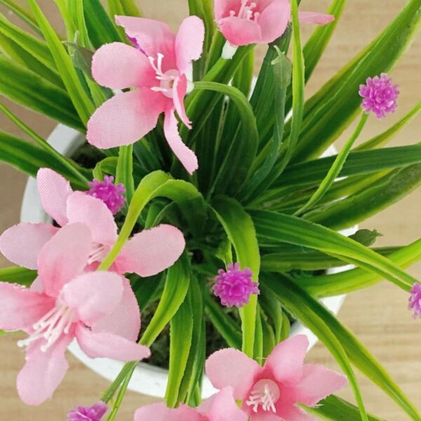 مركن زرع مع نبات صناعي كاثرين - وردي