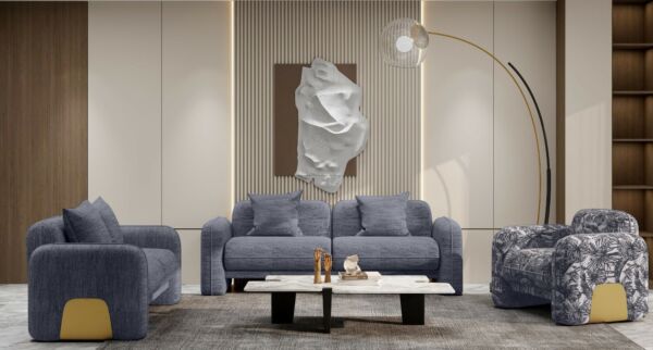 كنبة ثنائي بونو - رمادي وذهبي