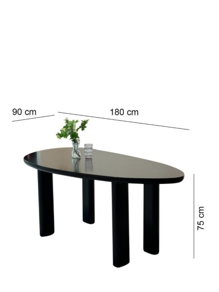 طاولة طعام أوفال 6 أشخاص - أسود