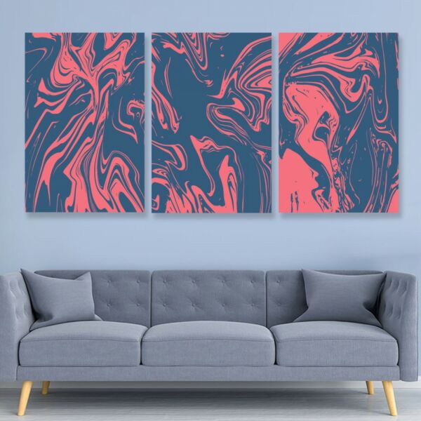 طقم لوحات جدارية فنية خربش لتزين الحائط بتصميم تجريدي ثلاث قطع-متعدد الالوان