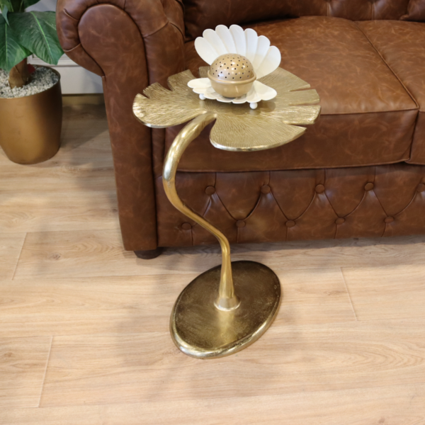 طاولة جانبية ورقة شجر لون ذهبي - جامايكا