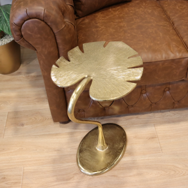 طاولة جانبية ورقة شجر لون ذهبي - جامايكا