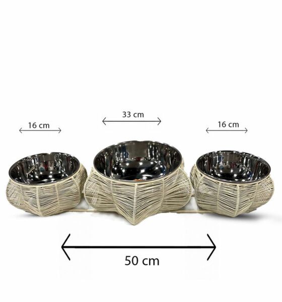 صحن تقديم ثلاثي أبيض - فلور