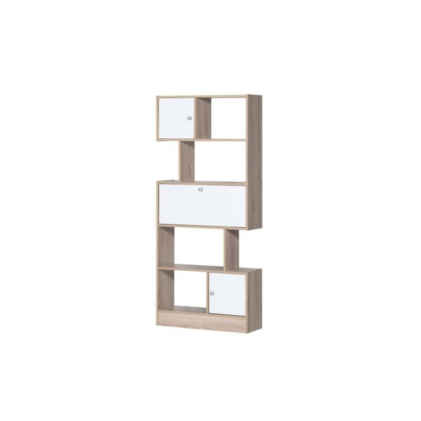 وحدة رفوف روماليا لون خشبي فاتح وأبيض