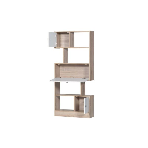 وحدة رفوف روماليا لون خشبي فاتح وأبيض