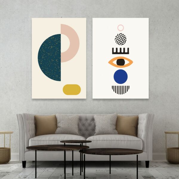 طقم لوحات جدارية خشبية ثنائية بتصميم مودرن آيز