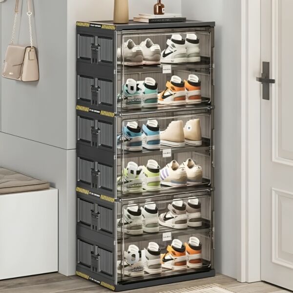 خزانة احذية بلاستيك 6 رفوف - اسود