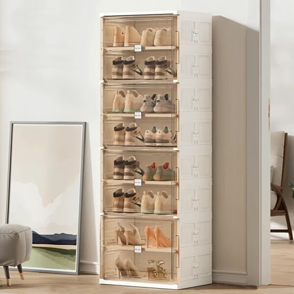 خزانة احذية بلاستيك 8 رفوف - ابيض