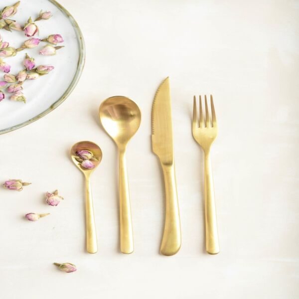 طقم أدوات طعام لوفين 4 قطع - لون ذهبي مطفي