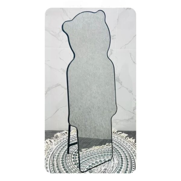 مرآة ثنائية الاستخدام ارضية وتعليق شكل دب 160x60 سم - اسود