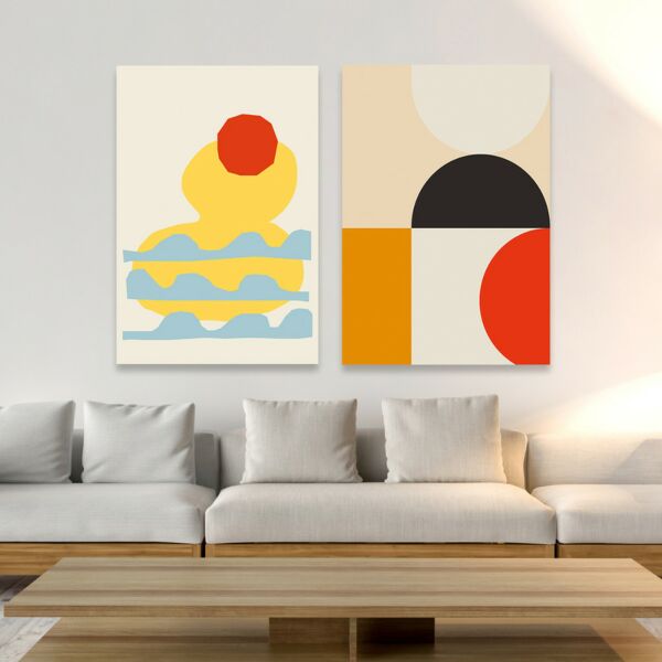 طقم لوحات جدارية خشبية ثنائية بتصميم مودرن يونيك