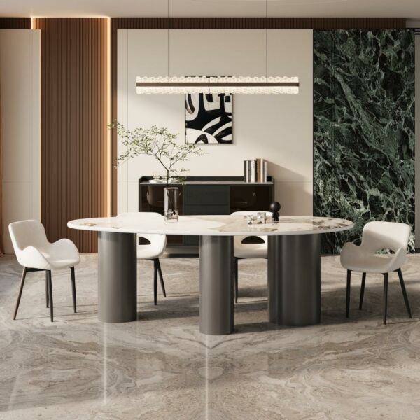 كرسي طعام بذراعين توني - أبيض