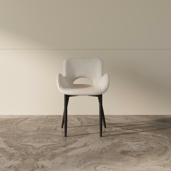 كرسي طعام بذراعين توني - أبيض