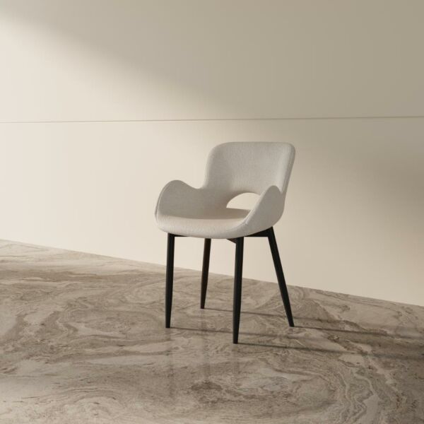 كرسي طعام بذراعين توني - أبيض