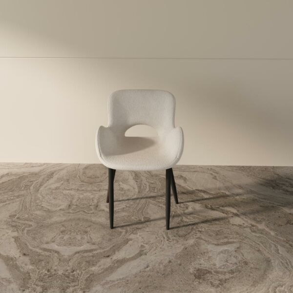 كرسي طعام بذراعين توني - أبيض