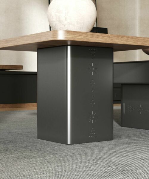 طقم طاولات من مجموعة طويق الدرعية خشبية أسود - قطعتين