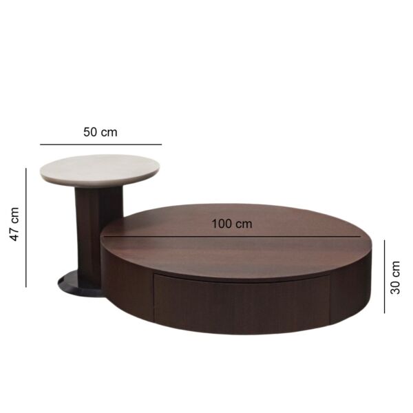 طاولة قهوة قطعتين توتالي - بني غامق وبيج