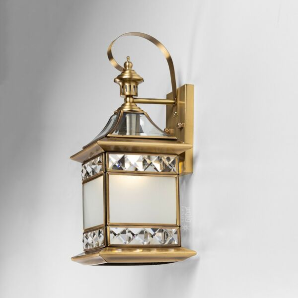 فانوس سور نحاسي راقي صغير مربع ثلجي