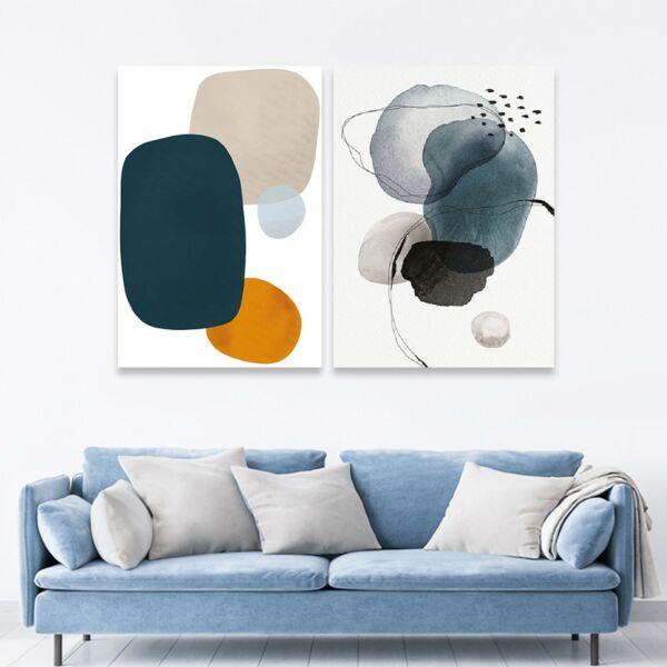 طقم لوحات جدارية خشبية ثنائية بتصميم مودرن كلاودز