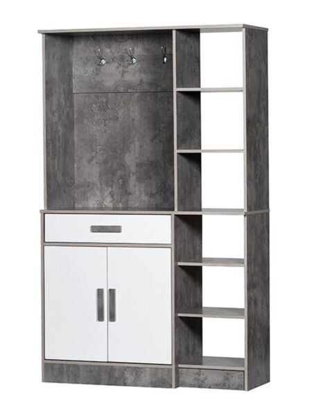 وحدة تخزين رفوف كاميسيا مع منظم أحذية و ستاند تعليق  خشب ماليزي رمادي وابيض 