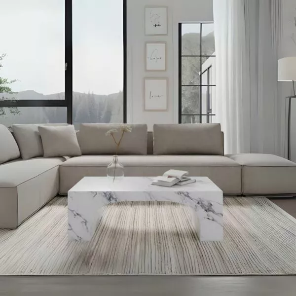 طاولة قهوة أسمنت هندسي مركب بديل الرخام جوما - رمادي رخامي