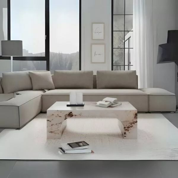 طاولة قهوة أسمنت هندسي مركب بديل الرخام جوما - بني رخامي