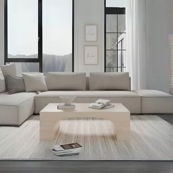 طاولة قهوة أسمنت هندسي مركب بديل الرخام جوما - بيج