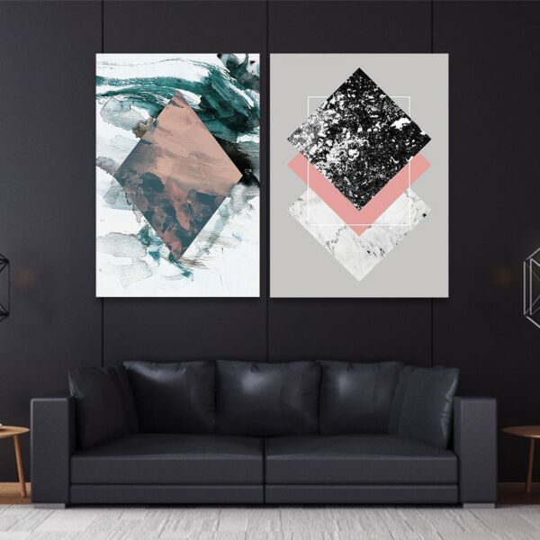 طقم لوحات جدارية خشبية ثنائية بتصميم مودرن لايرز