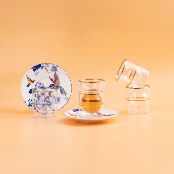 طقم بيالات شاي وقهوة  فلورال 18 قطعة - ابيض ومتعدد الالوان 