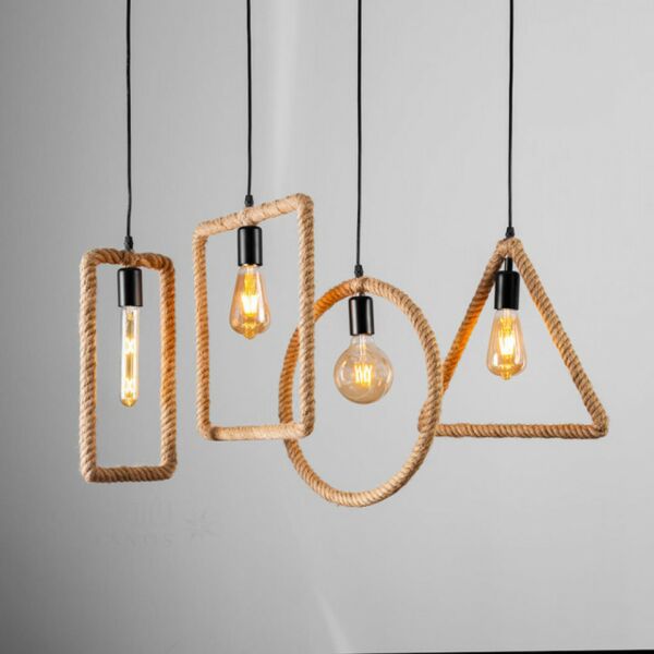 إضاءة معلقة سيكونك مربع حديد بحبلبيج واسود