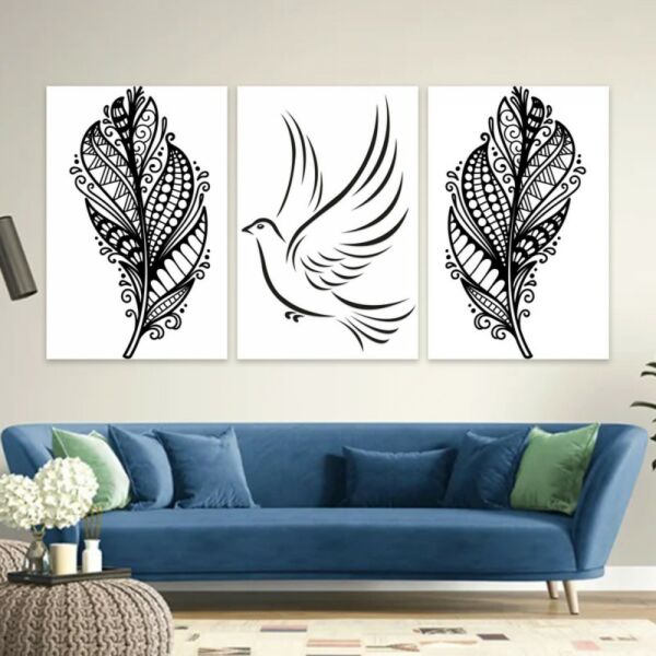 طقم لوحة جدارية فنية مايوف لتزيين الحائط 3 قطع - متعدد الالوان 