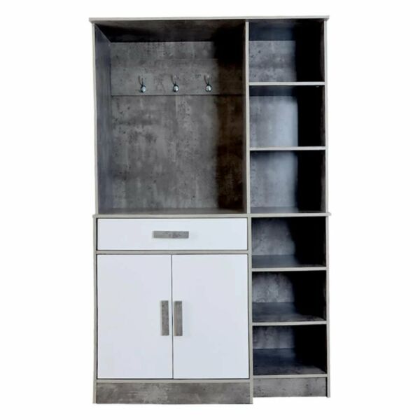 وحدة تخزين رفوف كاميسيا مع منظم أحذية و ستاند تعليق  خشب ماليزي رمادي وابيض 