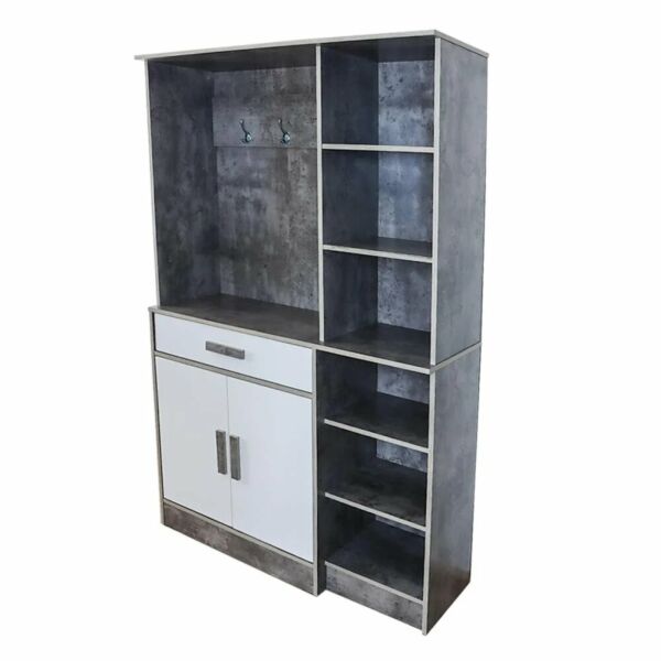 وحدة تخزين رفوف كاميسيا مع منظم أحذية و ستاند تعليق  خشب ماليزي رمادي وابيض 