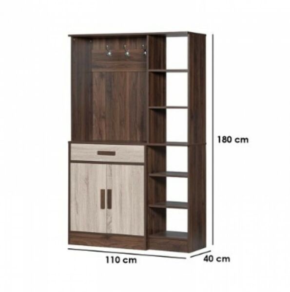 وحدة تخزين رفوف كاميسيا مع منظم أحذية و ستاند تعليق  خشب ماليزي بني وبيج