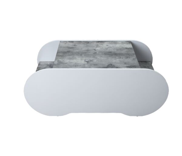 طاولة قهوة خشب ماليزي قلاتوم  رمادي وابيض