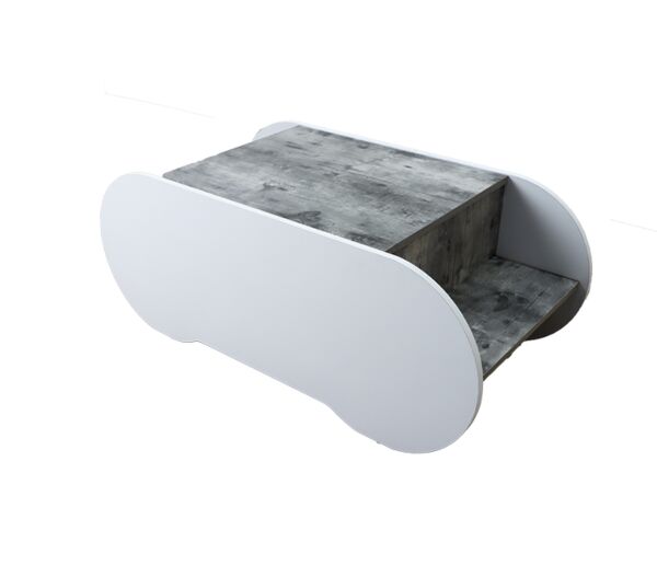 طاولة قهوة خشب ماليزي قلاتوم  رمادي وابيض