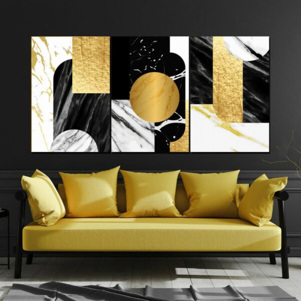 طقم لوحات جدارية فنية روزيلا 3 قطع - متعدد الالوان