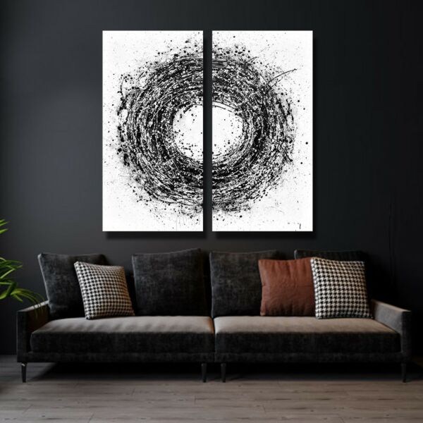 طقم لوحات جدارية خشبية ثنائية بتصميم مودرن سيركلز