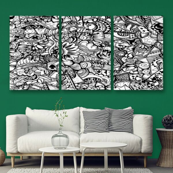 طقم لوحات جدارية فنية لتزين الجدار بتصميم عصري موزاييك - ثلاث قطع