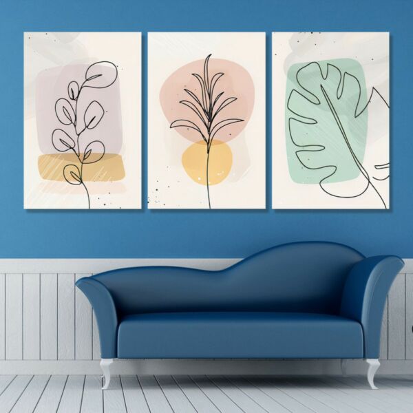 طقم لوحات جدارية فنية لتزين الجدار بتصميم تجريدي غرينز - ثلاث قطع