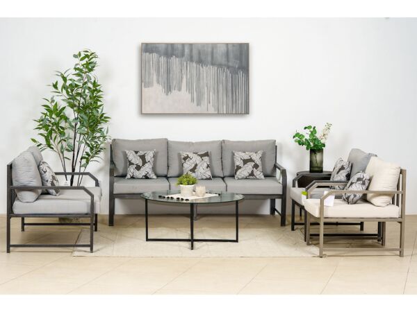 كنب جلسة خارجيه ثلاثي نيس - رمادي