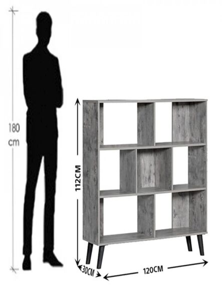 وحدة تنظيم وتخزين رفوف خشب ماليزي سيلفا لون رصاصي 